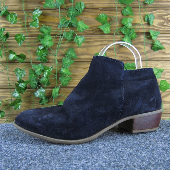 Diba Suede Ankle Booties Women's Shoes Blue Casual Heel Zip 9.5 - Picture 1 of 8